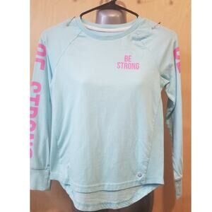 Light Blue and Pink Be Strong Long Sleeve Shirt